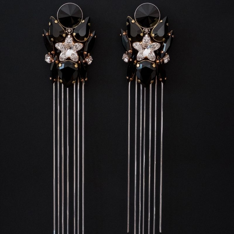 Earrings "Silver Chains In Black"